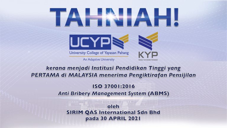 UCYP & KYP become the first institution in Malaysia that received Anti-Bribery Management System (ABMS) certificate
